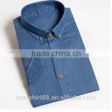 Denim Cotton Fabric Men Shirts Short Sleeve Shirts for Boys 2017 thumbnail-1