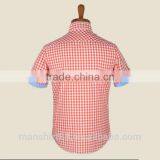 Wholesale Short Sleeve Contrast Color Check Cotton Men's Shirt thumbnail-2
