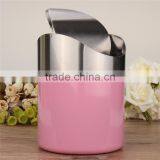 Hot Sale Top Quality Stainless Steel Trash Bin 1.5L Mini Car DustBin Swing Lid Kitchen Worktop Waste Rubbish Trash Can 4 Colors thumbnail-6