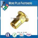 Made in Taiwan Threaded Insert Knurled Flat Head Open Head Rivet Nut thumbnail-2
