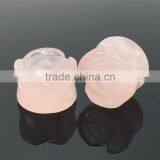 Rose Quartz Flower Shape Stone Plugs Rose Quartz Stone Expander Tunnel thumbnail-3
