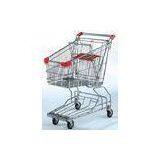 Custom Rolling Shopping Basket Wire Cart On Wheels Metal Frame Asia Style