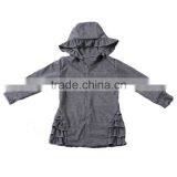 Fashion Girls Clothing Darkgray Cardigan With Hood and Ruffles Bulk Wholesale Kids Clothing thumbnail-2