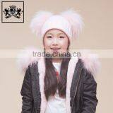 Fashion Design Custom Winter With Big Real Raccoon Fur Ball Crochet Baby Beanie Hat thumbnail-4