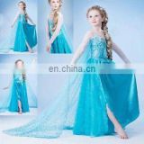 New style Girls Dress elsa frozen dress girls frozen elsa dress fabric halloween nude cosplay elsa costume FC2007