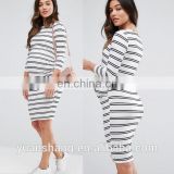 2017 Fashion Maternity Twin Stripe Bodycon Dress For Pregnant Women