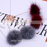 Superior and Beautiful Real Mink Fur Pom Pom Ball Eardrop Earrings for Women thumbnail-4