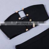 Hot Sell Clothing Women Black White Sexy High Split Two Pieces Set Bandage Midi Club Dress thumbnail-6