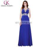 Grace Karin Womens Sleeveless Beaded Blue Party Gowns Chiffon Long Evening Dress CL4410 thumbnail-1