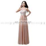 Elegant A Line Satin Chiffon Pearls Evening Dresses Long Evening Dress AJ029 thumbnail-1