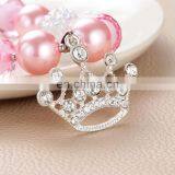 Pink Girl Princess Necklace With Crown Children Chunky Bubblegum Pendant Necklace Jewelry Gift thumbnail-3