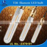 Langma High Power Warm White T-Shape Bulb Light Antique Vintage Edison Led Globe T30 Filament Lamps Clear/frosted/milky Glass thumbnail-2