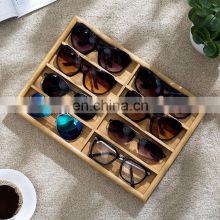 8 Slots Tabletop Modern Natural Bamboo Sunglasses Storage Tray Eyewear Display Tray