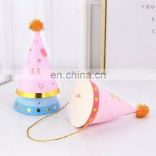 Good Quality Birthday Hat Crown Flurry Ball Happy Birthday Pattern Party Decorations Supplies Party Paper Hat thumbnail-3