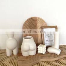 Nordic INS Figurines Creative Design Model Home Decorative Abstract Handmade Body Base Art Ceramic Flower Vase thumbnail-3