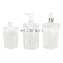 Travel Hand Toiletries Cosmetic Makeup Liquid Matte Plastic Packaging Clear Stand up Pouch Bags Set With Spout