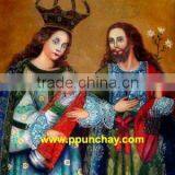 Art Oil Painting "Holy Family" 28x20" Peru