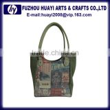Manufacturers china genuine leather lady handbag linen tote bag