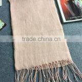 Wholesale Korean Fashion Solid Color Plain Tassel Women Linen Scarf thumbnail-5