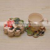 Hot Selling Flower Shape Absorbent Ceramic Cup Pats Mats Coasters With Cork Bottom