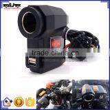 BJ-UPS-004 Waterproof Dual Motorcycle Mobile Phone USB Power Supply Cigarette Lighter 12V thumbnail-1