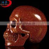 Natural Brown Sand Stone Craved Realistic Human Skull thumbnail-1