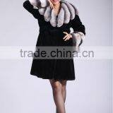 Natural Black Rex Rabbit Fur Coat With Big Chichilla Style Collar Quality Choice
