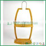 Fuboo Bamboo Shower Wall Caddy Basket 2 Bamboo Shelves With Hanger Chrome thumbnail-1