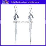 Custom Bridal Sterling Silver Earring,Rose Gold Butterfly Earring,Long Pearl Bridal Earring thumbnail-3