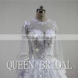 QUEEN BRIDAL 2016 New Design Ball Gown Luxury Bridal Arabic Wedding Dress Lace Long Sleeve thumbnail-4