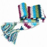 2014 newest style 100% acrylic stripe knit scarf with tassels