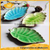 Best selling crackle ice ceramic banana leaf plates for dinner