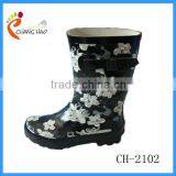 Lady Flower Printed Half Wellington Rain Boots