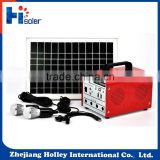 30W Portable solar energy system, with 30W solar panel and 18Ah battery, with radio/music playing