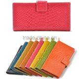 Fashion New Women Genuine Leather Purse Crocodile Pattern Candy Color Clutch Bag Long Wallet