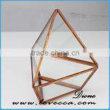 Wholesale Indoor Plant Rose Gold Geometrical Glass Terrarium With Metal Frame thumbnail-4