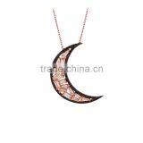 Rose Gold Plated 925K Sterling Silver Baguette Crescent Necklace