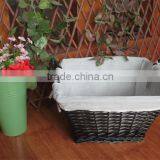 Black Half Willow Stock Basket With Fabric Liner thumbnail-1