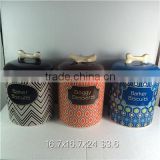 Handmade wholesale big size ceramic pet treat jar with cute pattern