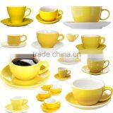 Color Glazed Coffee Tea Cups and Saucers Sets Stoneware Ceramic Porcelain Material thumbnail-1