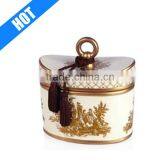 Customized Color Glazed Decorative Ceramic Candle Jars With Lid thumbnail-1