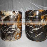 DECORATIVE BLACK AND GOLD MARBLE URNS thumbnail-6