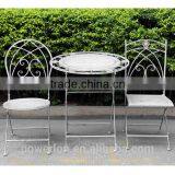 Wrought Iron Outdoor Folding Patio Set Antique Grey Color thumbnail-1