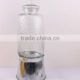 hot glass juice jar with metal stand
