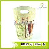 Hot Sale Bird And Birdcage Office Decorative Faux Leather Trash Can With Handle thumbnail-1