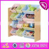 2015 New and Popular Design Wooden Toy Organizer for Kids With 12 Bins,storage Organizer With Plastic Storage Bins W08C037 thumbnail-4