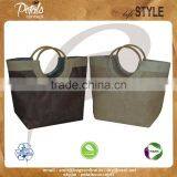 Round Cane Handle Jute Beach Bag , Ecofriendly & Biodegradable thumbnail-1