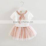 2017 Wholesale Children's Boutique Clothing Set Girls Fancy White Shirt With Floral Skirt thumbnail-1