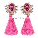 Bohemian Jewelry Rhinestone Gems With Alloy Plated Tassel Dangle Earrings thumbnail-5