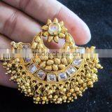 GOLD PLATED TEMPLE DESIGN BROAD Necklace RAMLEELA EARRING Set thumbnail-3